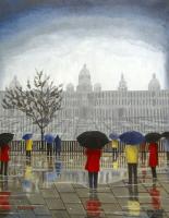 Lluvia ante el monumento