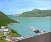 Terraza imaginaria con gaviota